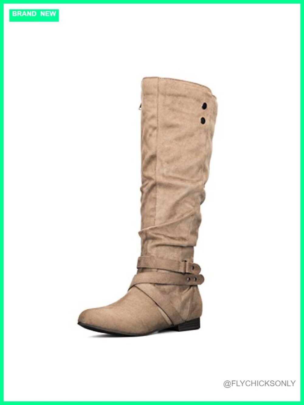 Women's Knee High Boots Slouchy Flat Suede Side Zipper Fall Winter